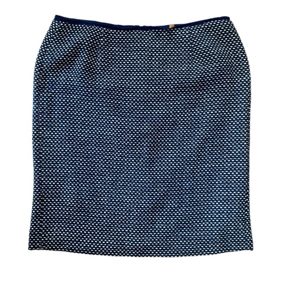 Tory Burch Tweed Navy Cream Gold Skirt - Picture 1 of 7